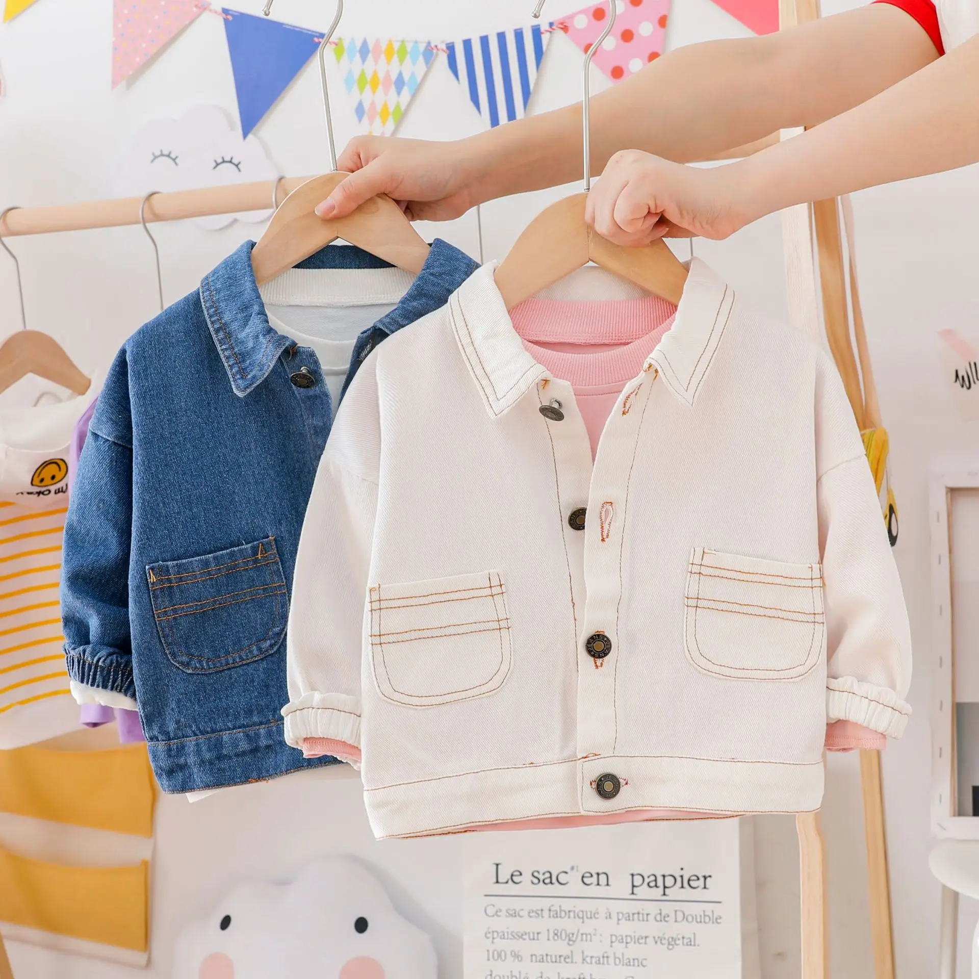 

2019 New Style Small CHILDREN'S Baby Lion Printed Cowboy Jacket Childrenswear BOY'S Jacket Fashion
