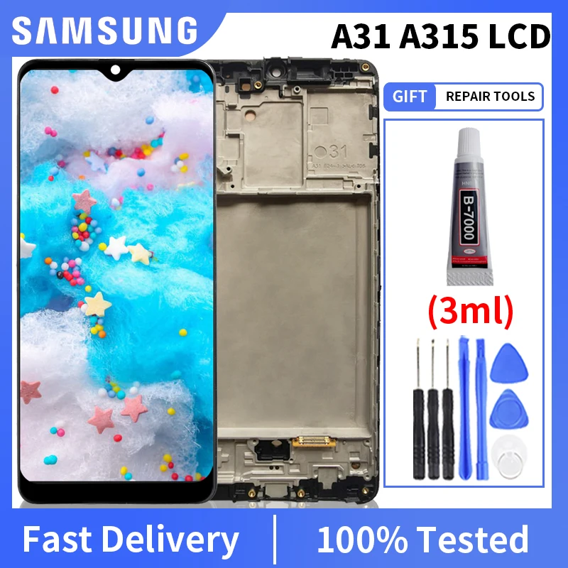 

6.33'' OLED For Samsung Galaxy A31 LCD With frame Display Touch Screen Digitizer Assembly For Samsung A315 A315F LCD Replacement