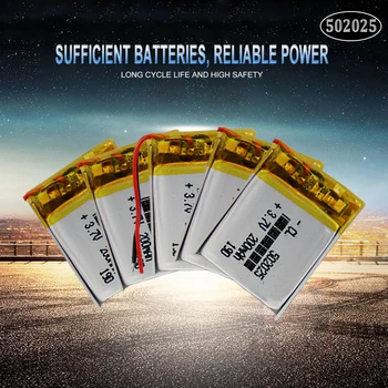

5pcs Rechargeable Li-Po battery 502025 052025 3.7V 200mah MP3 MP4 toy polymer lithium battery For GPS MID Bluetooth Headset