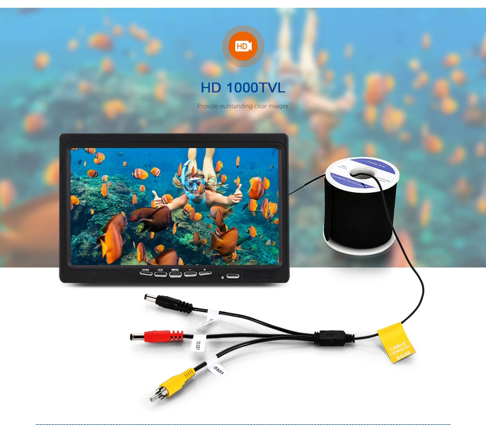 7 &quotПодводная рыболовная камера для записи HD видео рыболокатор 30 шт.