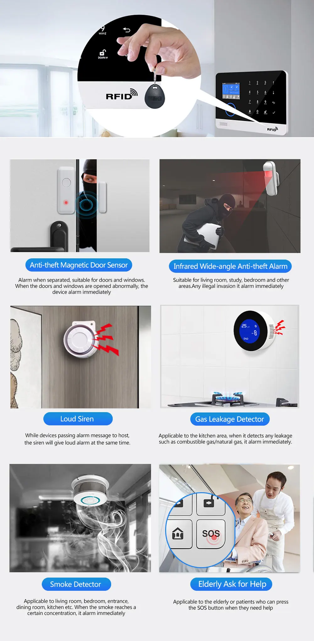 anti theft lock GauTone PG103 Alarm System for Home Burglar Security 433MHz WiFi GSM Alarm Wireless Tuya Smart House App Control wireless security keypad