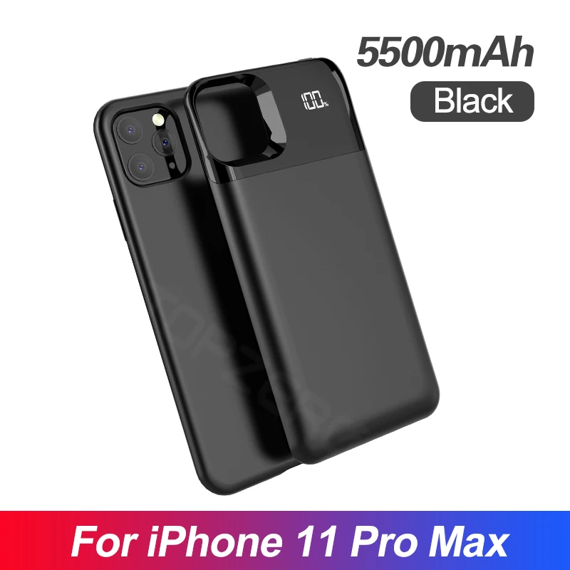 Чехол для зарядного устройства для iPhone 11 11 Pro Max, задняя крышка, 5000 мА/ч, чехол для зарядного устройства для iPhone X XS XR XS Max, чехол для аккумулятора - Color: Black For 11 Pro Max