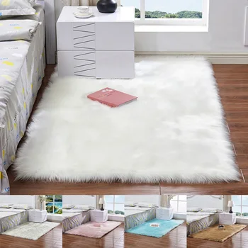 

Newl Faux Wool Sofa Carpet Mat Whole Wool Cushion Living Room Bedroom Long Plush Blanket Baby Nursery Childrens Room Rug VA88
