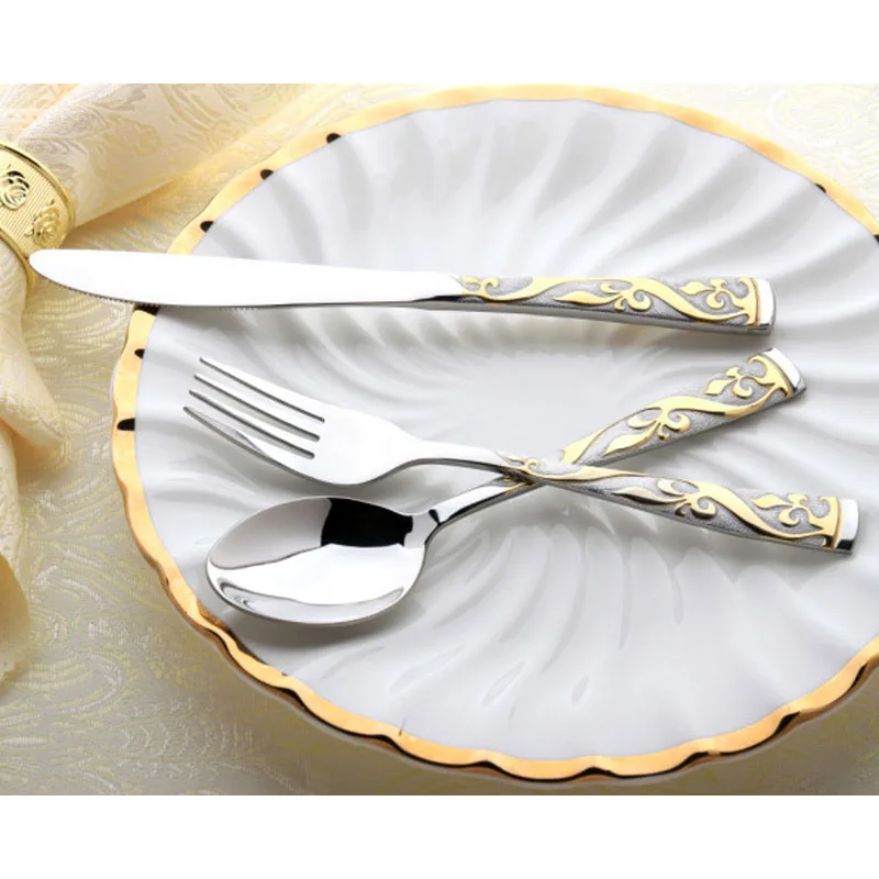 4 шт. набор столовых приборов из нержавеющей стали позолоченный посуды столовый