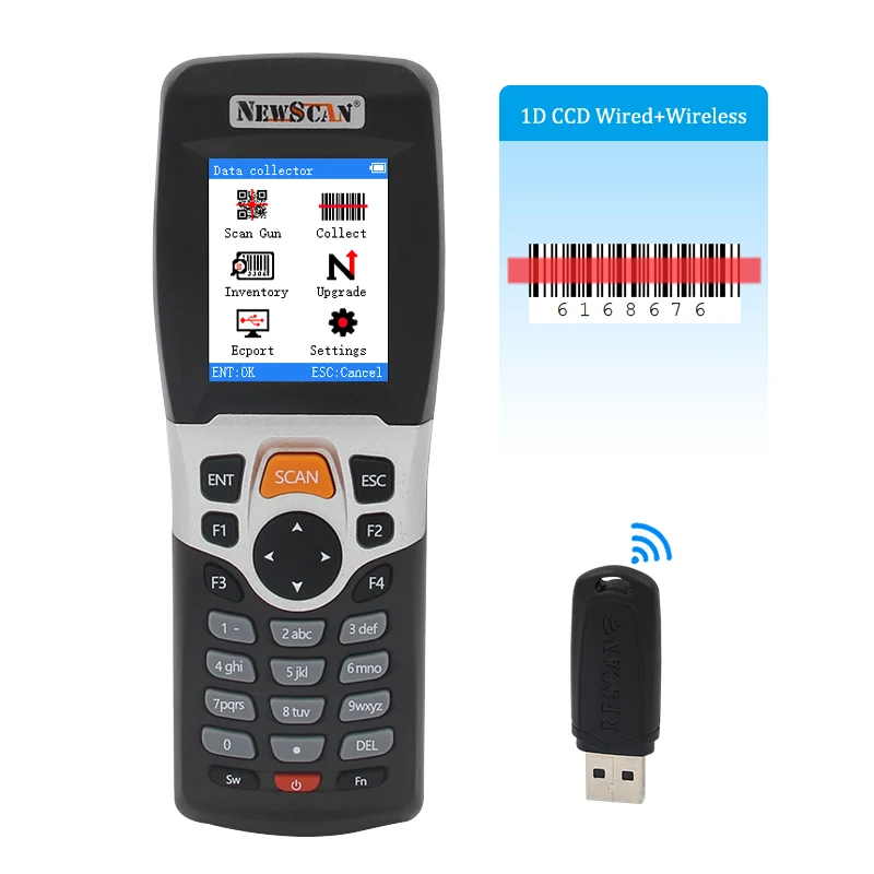 Barcode Scanner PDA NS3309  Collector 1D Code Reader Repeat Alarm  Count LCD Display Storage Inventory Handheld scanner for pc Scanners