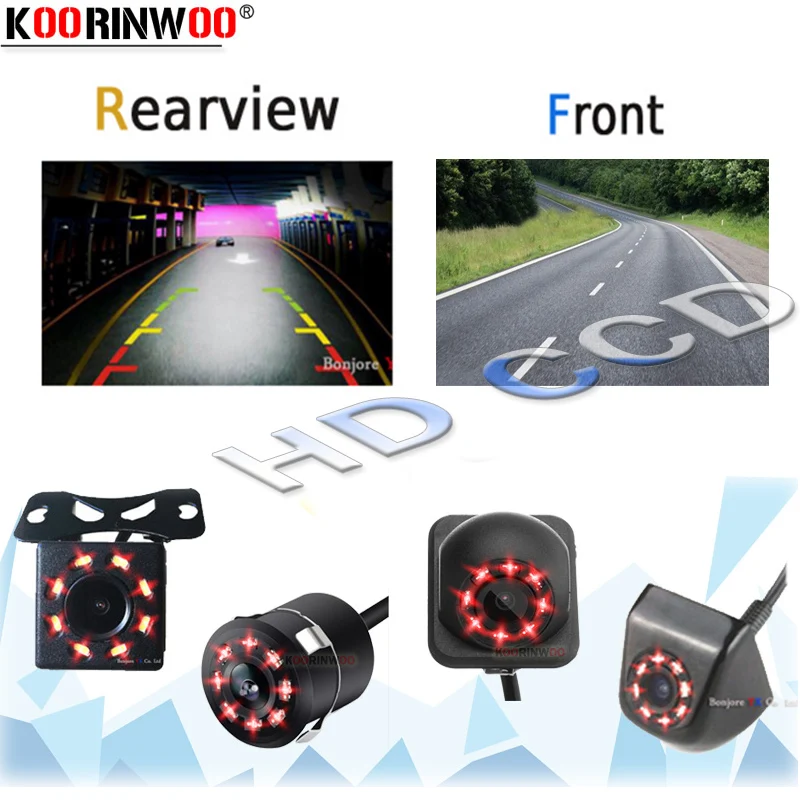 Koorinwoo high definition Wide View Angel 8 ИК подсветка Автомобильная резервная камера Фронтальная камера реверсивная красочная видео помощь при парковке