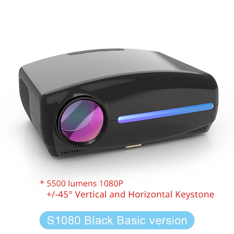 Touyinger светодиодный проектор 1080P full HD мультимедийный проектор AC3 видео 6500 люмен S1080 домашний кинотеатр HDMI Android 9,0 wifi опционально - Цвет: S1080 Black