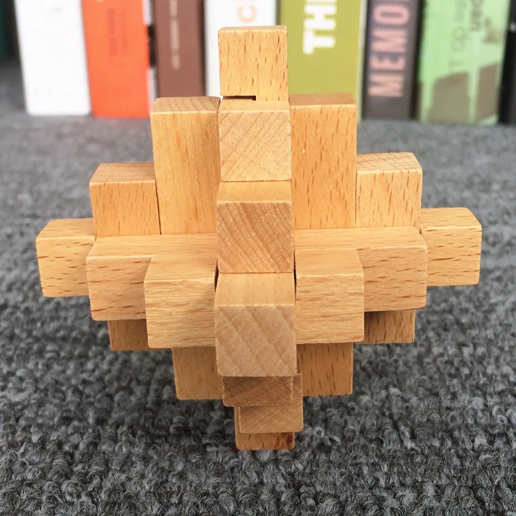 Kong Ming story 3Dwooden puzzle cube/ball/love/рамочный замок обучающий Монтессори кубический Шар Детские игрушки для детей хобби подарок для взрослых - Цвет: 7.5cm 15-Tong