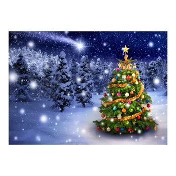 

5X7Ft Fabric Christmas Snow Scene Photography Background Cloth Party Holiday Decoration New Year Winter Forest
