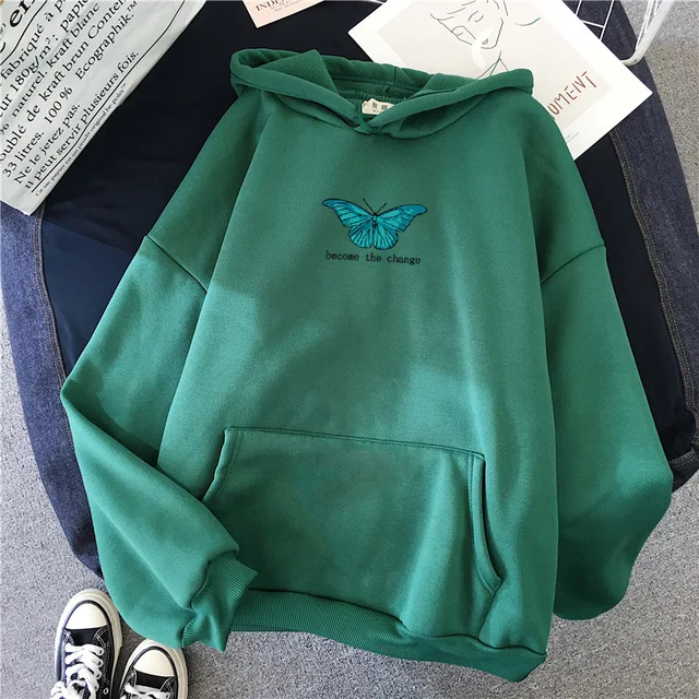 Winter Butterfly Print Women Hoodies Harajuku Sweatshirt For Women Aesthetic  Art Oversized Hoodie Girls Clothes Streetwear - AliExpress