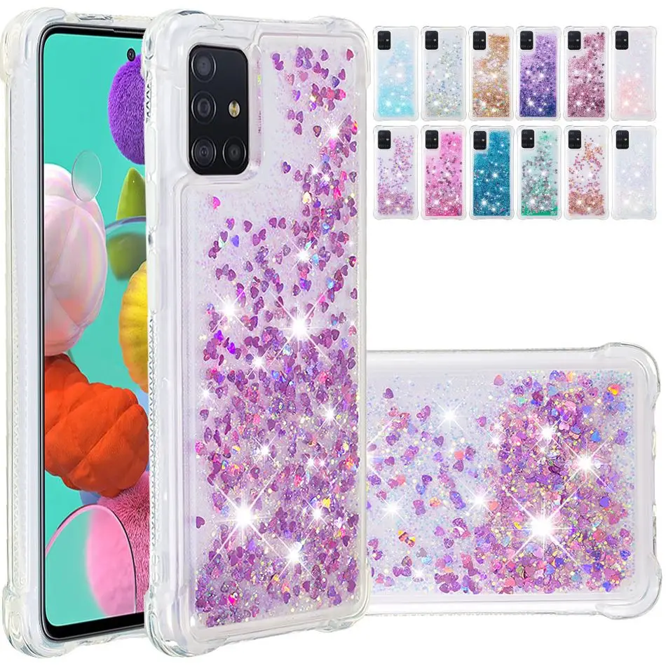 Противоударный однотонный чехол накладка с сыпучим песком для Samsung Galaxy A2Core A6 A8 Plus