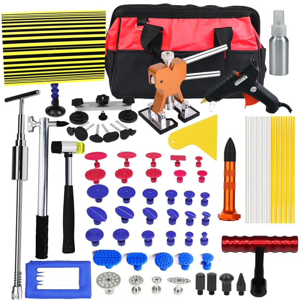 

PDR Tools Remove Dents Paintless Dent Removal Tools Set Car Repair Tool Kit Reflector Dent Puller Suction Cup Glue Tabs glue gun