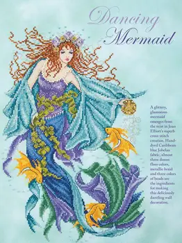 

11/14/16/18/22/25/28ct Beautiful Lovely Counted Cross Stitch Kit Dancing Mermaid and Goldfish Fish JE