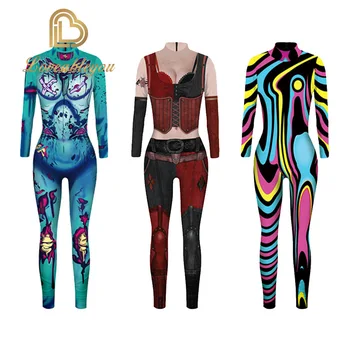 

Squad Harley Quinn Jumpsuit Catsuit Sexy Cosplay Costumes Halloween Women Bodysuit Fancy Dress Female Costumes Size S-XL