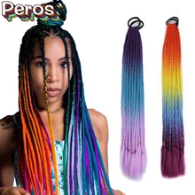 

Synthetic Braiding 24Inch 12Roots Ponytail Hairpiece With Rubber Band Hair Ring Braided Chignon Hair Ponytail Hair