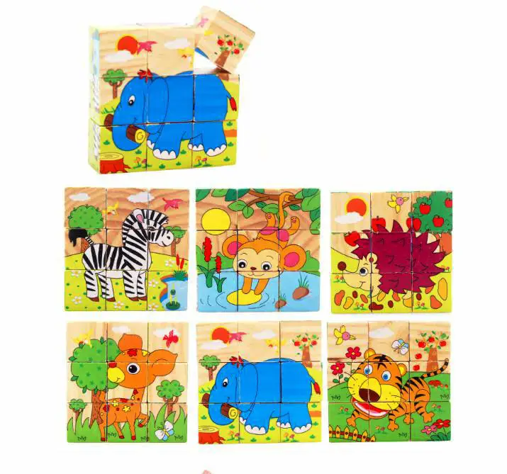 Artibetter 1 conjunto de quebra-cabeça 3D com seis lados de desenho animado  quebra-cabeça para 3 a 6 anos com 1 bandeja (estilo animal de 9 grãos) :  : Brinquedos e Jogos