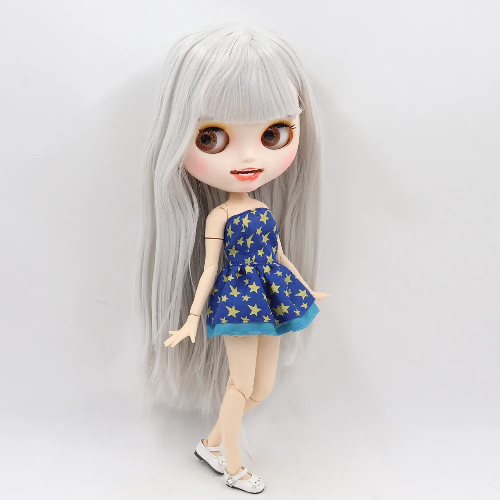 ICY 1/6 Blyth customized doll NO.BL1003 white skin and joint body with open mouth matte face for girl gift toy