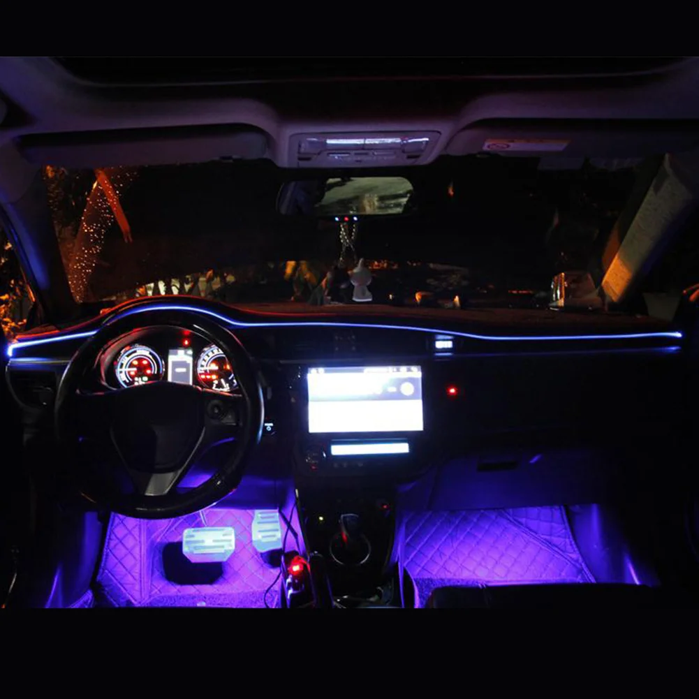 Bluetooth управление звуком активный декоративный RGB 12 в кемпинг неоновый EL интерьер автомобиля 5050 светодиодный вечерние полосы Светильник Комплект многоцветный