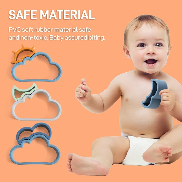 TYRY.HU 4pc Baby Soft Toys Sensory Silicone Educational Building Blocks 3D Stacking Clouds Toys Baby Rubber Teether For Infant 2