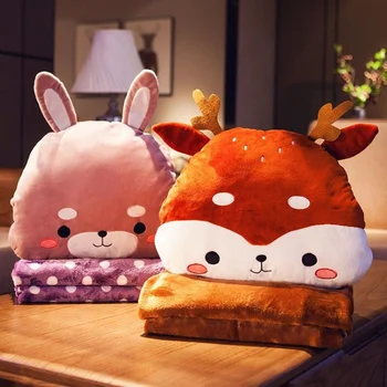 

candice guo Q plush toy lovely cartoon deer rabbit koala cat shiba hamster chicken soft cushion blanket birthday Christmas gift