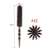 3 Sizes Barber Salon Natural Boar Bristle Comb Wood Handle Sharp Tail Hair Rolling Hairbrush Round Barrel Blowing Hair Comb 1601 6