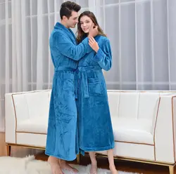 Coral Fleece Sleepwear Women Winter Warm Kimono Bathrobe Gown Soft Nightgown Casual Robe Flannel Nightdress Lounge Wear