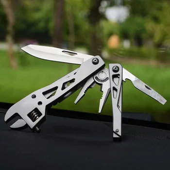 

10 IN 1 Multi Functional Wrench Folding Hand Tool Stainless Steel Knife Pliers Tools for Outdoor Camping adjustable wrench