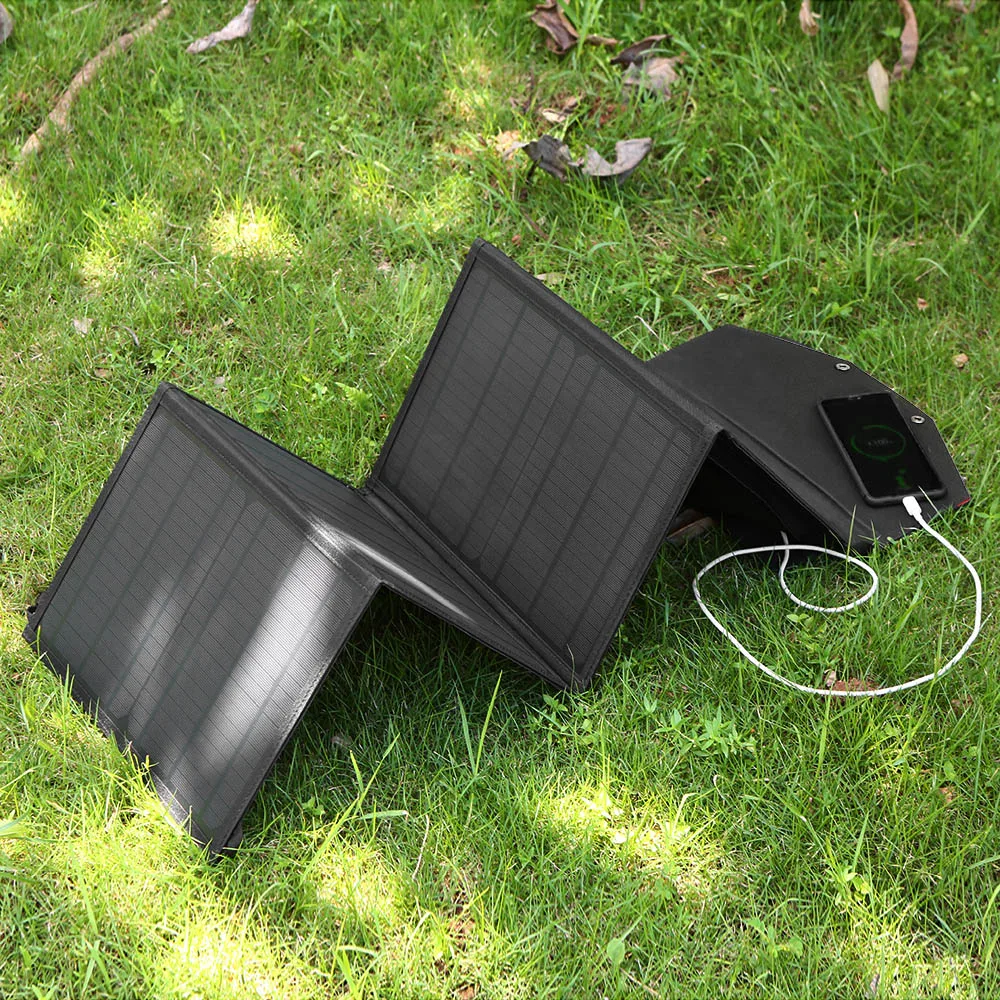 Solar Panel Portable 2-USB Smart Charging Waterproof Collapsible Solar Charger Outdoor Emergency Available Solar Panel Charging