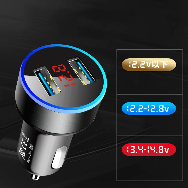 Автомобильное зарядное устройство с двумя usb-портами 3,1 А, светодиодный дисплей, универсальное автомобильное зарядное устройство для мобильного телефона Xiaomi, samsung S8, iPhone 6, 6s, 7, 8 Plus, планшет