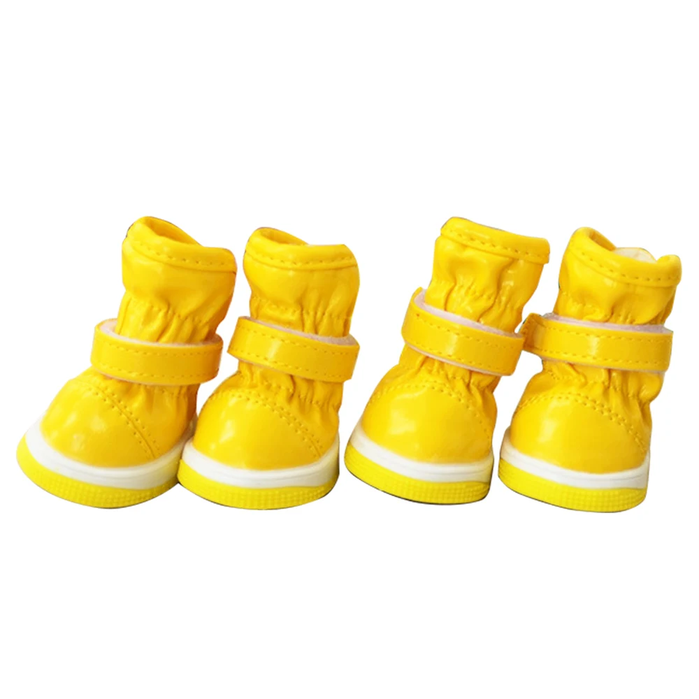 Yellow 4 шт./компл. собака, теплая зимняя обувь, на шерстяной подкладке, собачек для маленьких собак чихуахуа Водонепроницаемый Нескользящие щенок длядомашних животных - Цвет: Yellow