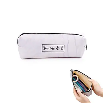 

Marble Cosmetic Bag, Pen Holder Makeup Bag Organizer Canvas Pencil Pouch Zipper Stationery Purse Cute Wallet Portable Cosmetic B