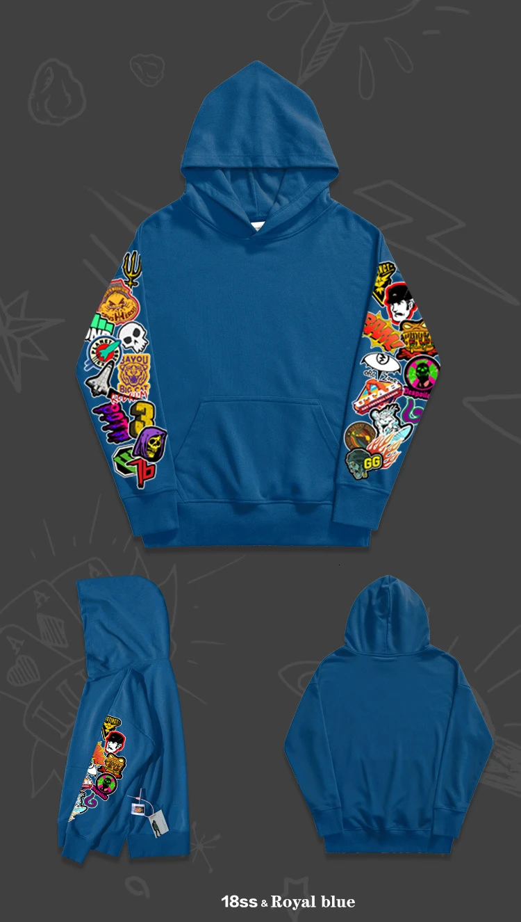 Long-sleeved clothes one piece slim hoodiescustom hoodies Double sleeves funny cartoon print fashion pile fabric leisure coat