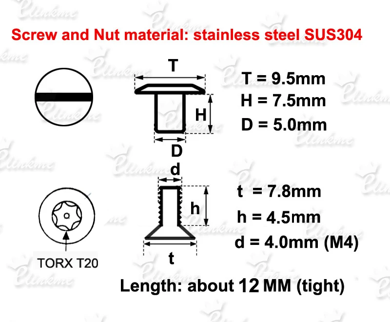 Tornillo Torx de acero inoxidable Tek Lok, accesorio de colores de 10 piezas, (0,29 