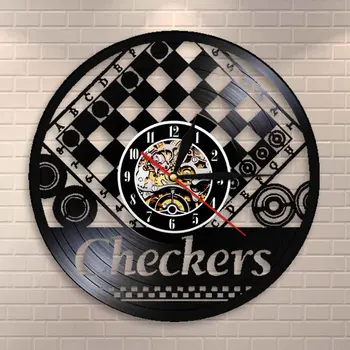 

Chess And Checkers Chess Board Wall Clock Checkers Vintage Vinyl Record Wall Clock Checkers Wall Decor Gift for Chess Lovers