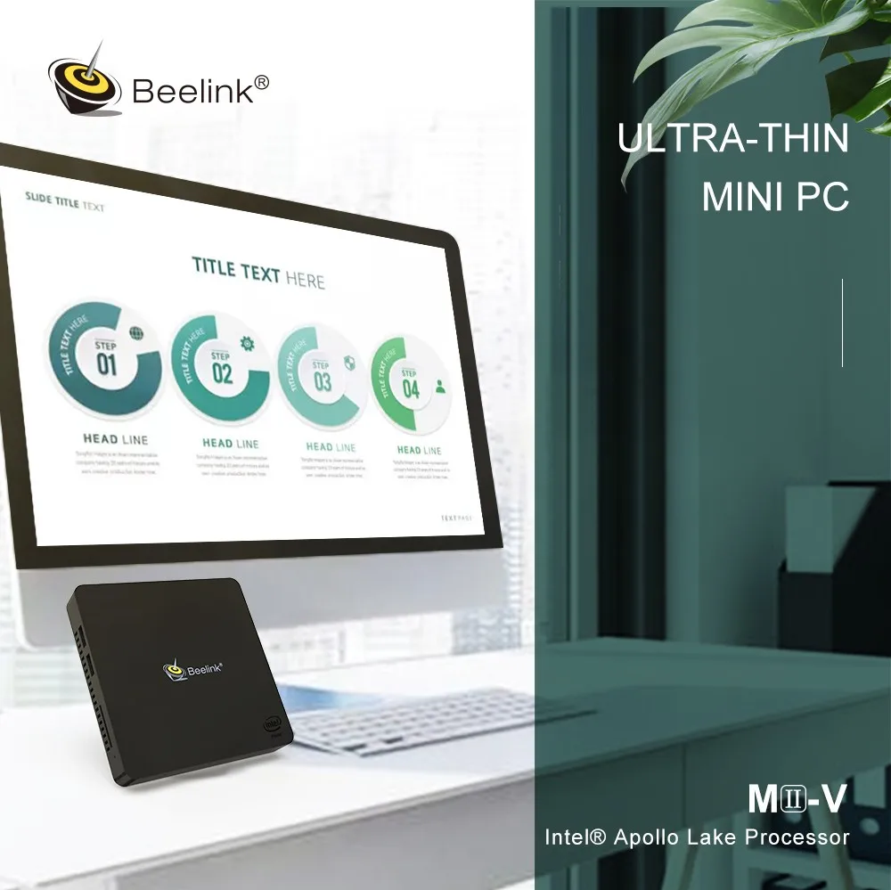 Beelink MII-V Apollo Lake N3350 светильник мини ПК 4 Гб 128 ГБ Wins 10 HD graphics 500 с возможностью расширения 1 ТБ SSD 2,4 ГГц 5,8 ГГц двухдиапазонный WiFi