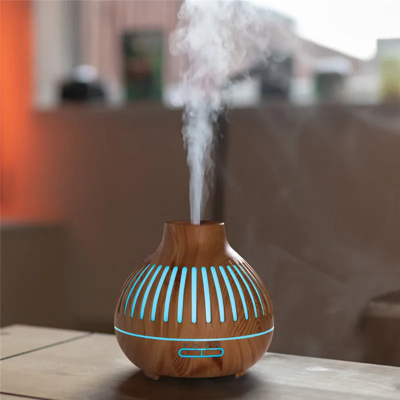 

USB humidifier Electric oil Aromatherapy wood grain Ultrasonic air diffuser with 7 colors lights home car humidifier
