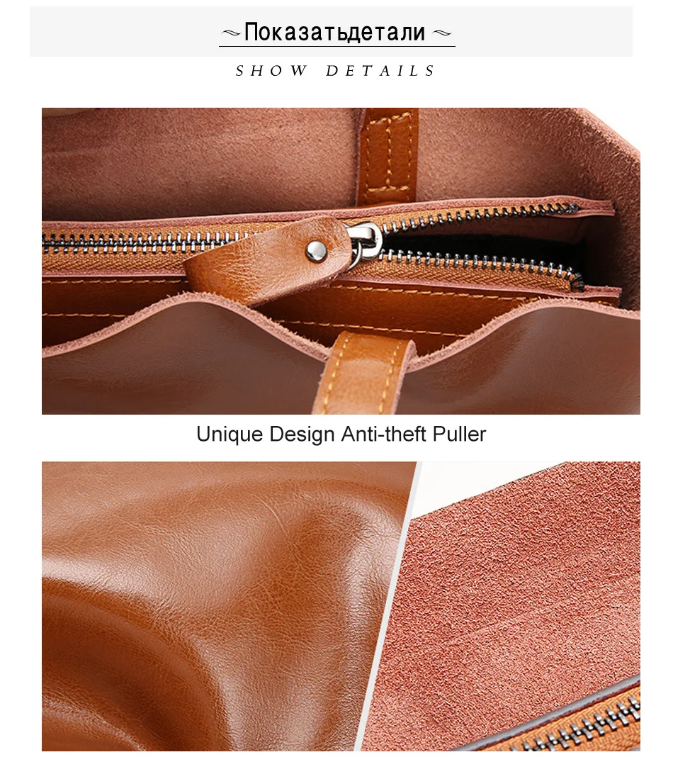 Zency Genuine Leather Vintage Women Shoulder Bag High Quality Fashion Brown Large Capacity Shopping Bags Black Tote Handbag