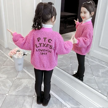 

O-neck Collar Girls Autumn Jacket for Baby Children's Clothes Coat 2019 Boys Winter Jackets Kids Lamb Cashmere Outwear