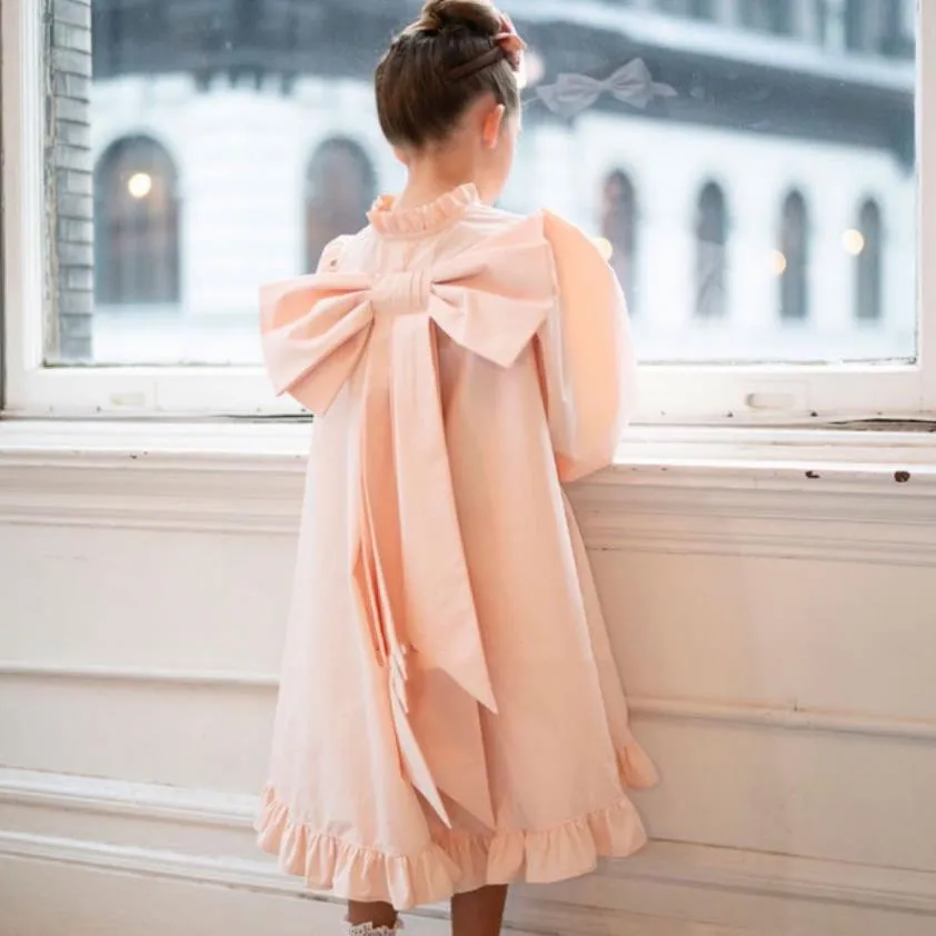 

ins girl over knee dress spring and summer fashionable princess wedding party spanish flower girl dress bow
