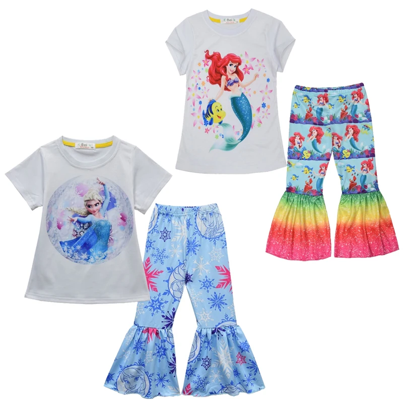 

Boutique Baby Girl Clothes Frozen 2 Elsa Princess Bell Bottoms Sets Girls Mermaid Clothing Set Christmas Outfit Halloween