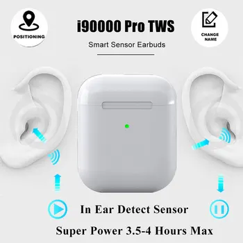 

Hightech i90000 Pro Smart Sensor Bluetooth Earphone 8D Stereo Wireless Headphones GPS Rename 1:1 TWS Wireless Charging Earbuds P