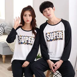Pajama Sets Men Long Sleeve Leisure Printed Homewear Male Clothes Chic Breathable O-Neck Simple New Couples Loose Ins Sleepwear