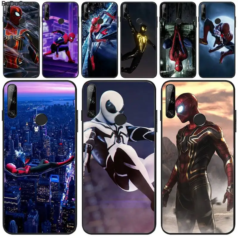 

Manton The Avengers Spider-Man Black Rubber Phone Cover For Huawei Y5 Y6 Y7 Y9 Prime Pro II 2019 2018 Honor 8 8X 9 lite View9