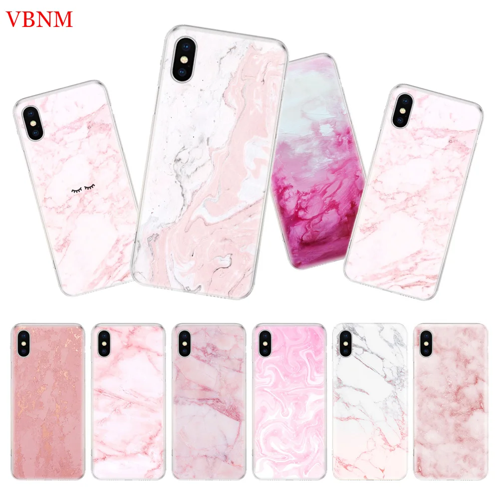 

Chic Pink Marble Back Cover Phone Case For iPhone 7 8 6 6S Plus X 10 Ten XS MAX XR 5 5S SE Art Fashion Shell Coque