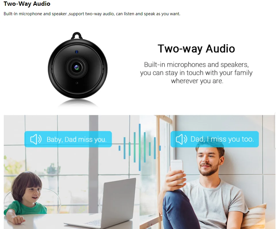 Мини Wifi IP камера HD 720P беспроводная камера ночного видения двухстороннее аудио Обнаружение движения Детский Монитор V380