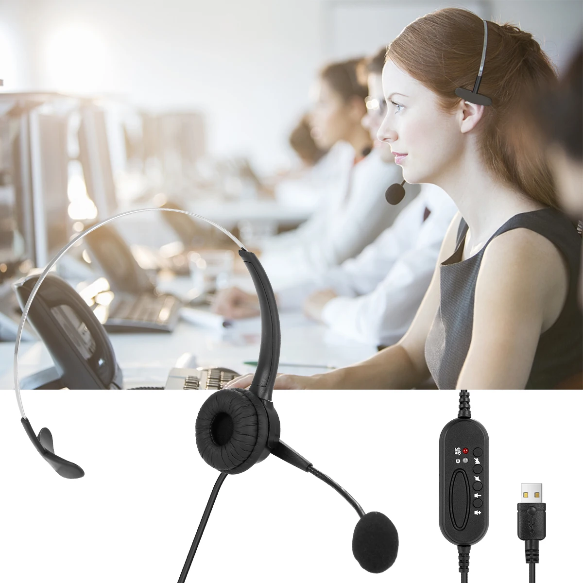 Working Gaming USB Wired Headset With Noise Concealing Mic On Ear Clear Balanced Headphone For Laptop Desktop Corded Telephone