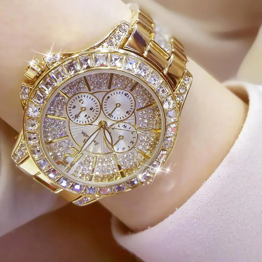 Женские часы люксовый бренд большой алмаз часы водонепроницаемый браслет дорогие женские наручные часы для женщин кварцевые часы - Цвет: 3