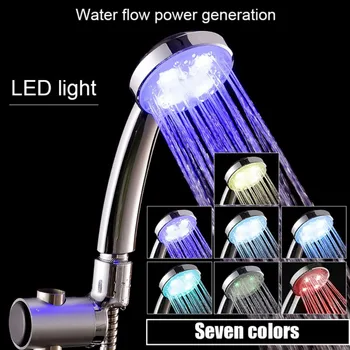 

LED Battery-free Luminous Shower Head Air Injection Colorful Selfb Color Changing Shower Head Hose Stand Bracket NEW