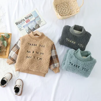 

Boys' hoodies with fleece and thickened autumn/winter styles 2019 new children's wear western style Korean teddy fleece tops