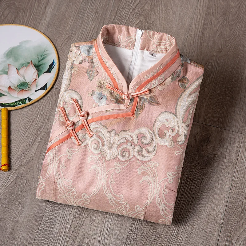 

Young Cheongsam Autumn New Style Women's Dignified Embroidered Chinese-style Daily Life Modified Version Mid-length Dress 19390